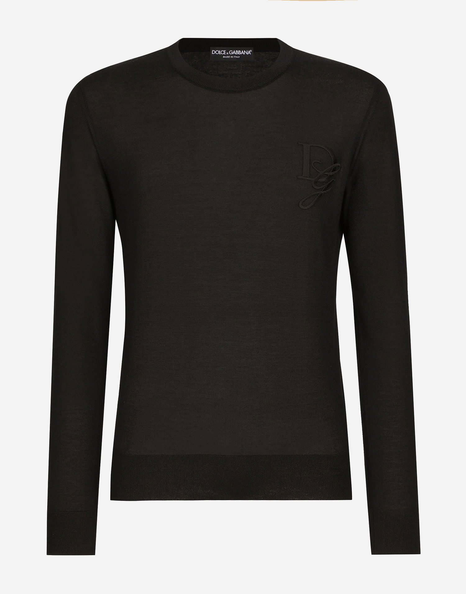 Sveter Dolce & Gabbana Cashmere Round-neck Sweater With Embroidery Čierna | GXX02ZJAWXRN0000, 0