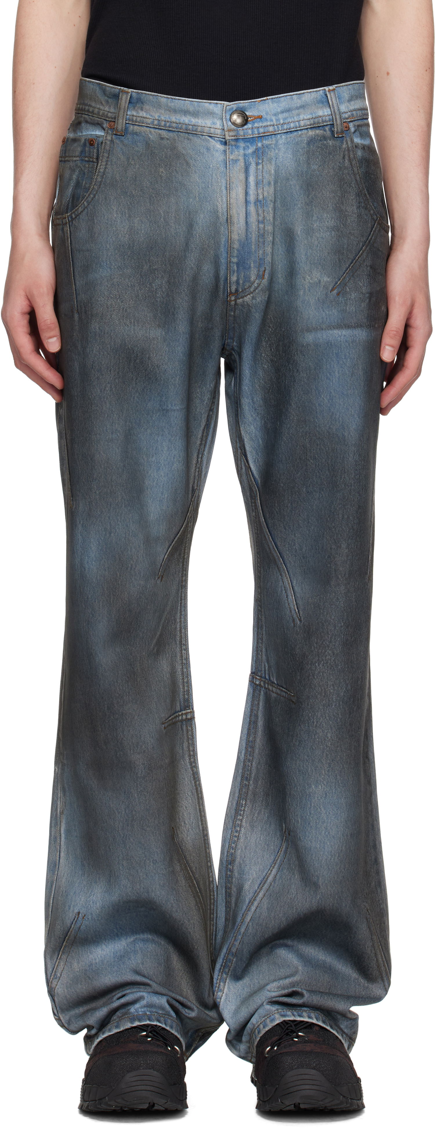 Džínsy Andersson Bell Andersson Bell Dirty Spray Washed Wide Leg Jeans Modrá | apa815m, 0