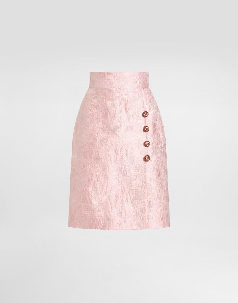 Sukňa Dolce & Gabbana Dolce & Gabbana Floral Jacquard Pencil Skirt Ružová | F4C12ZFJTB4F1452