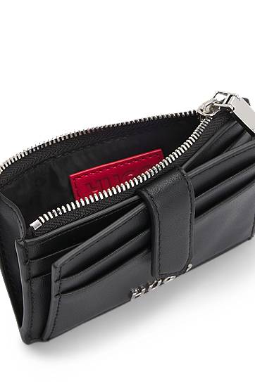 Peňaženka BOSS HUGO Faux-Leather Card Holder with Logo Lettering Čierna | 50541705, 1