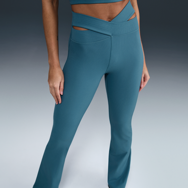 Fľaše Nike Nike Zenvy High-Waisted Ribbed Flare Leggings Modrá | HJ1846-006, 3