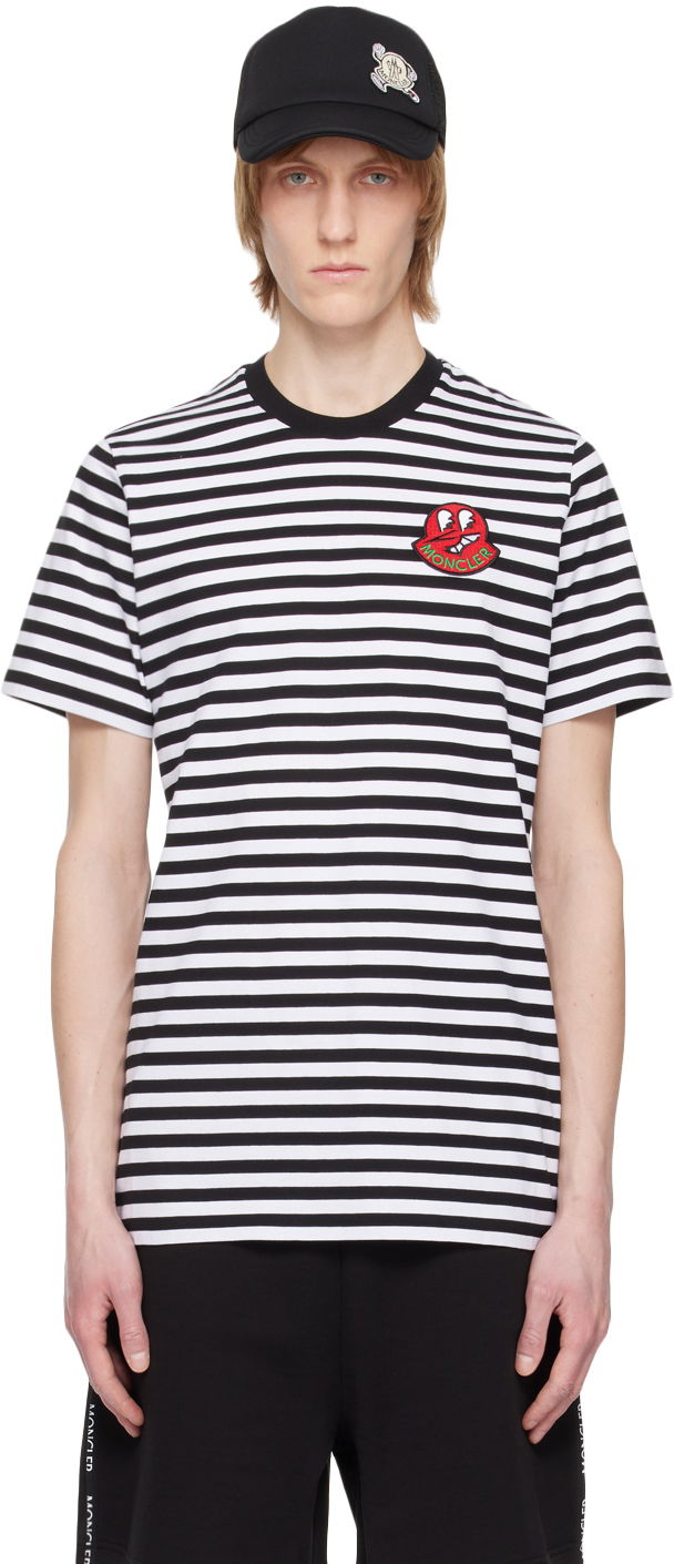 Tričko Moncler Striped T-Shirt Čierna | I10918C00037899ZF