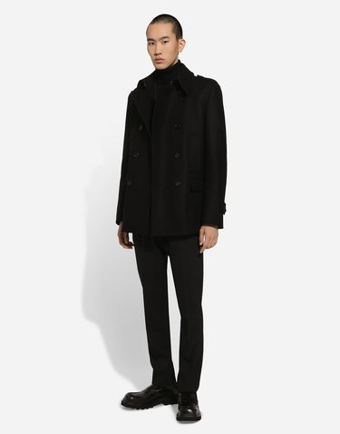 Kabáty Dolce & Gabbana Dolce & Gabbana Double-breasted Wool-blend Pea Coat Čierna | G046UTHUMT8N0000, 1