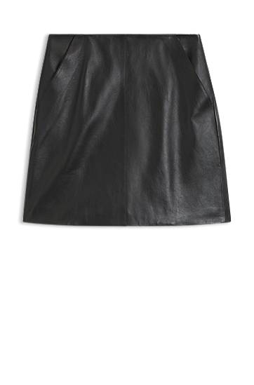 Sukňa BOSS Front-seam skirt in nappa leather Čierna | 50552202