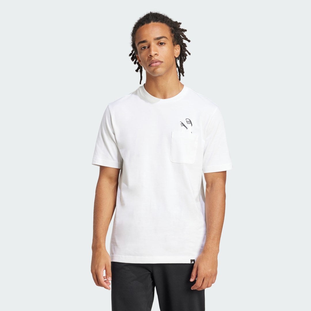 Tričko adidas Performance Lounge Slides Graphic Pocket Tee Biela | JC5282, 0