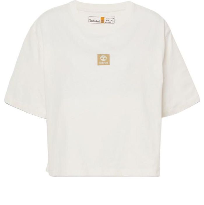 Crop Top Timberland Logo T-Shirt Biela | A5RZX-CM9