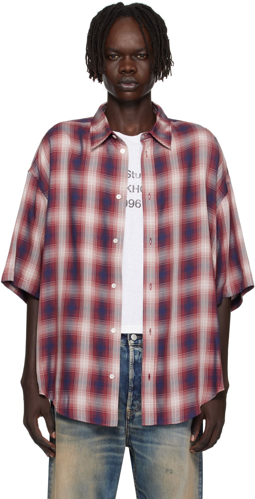 Košeľa Acne Studios Acne Studios Checked Button-Up Shirt Červená | CB0116-