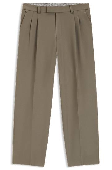 Nohavice BOSS Relaxed Fit Double Pleat Trousers Zelené | 50551532, 0
