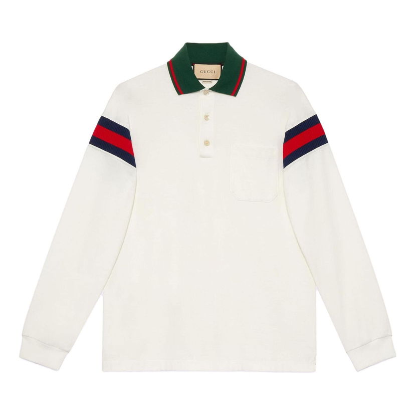 Polo tričko Gucci Gucci Jersey Polo With Web Detail Biela | 715268-XJETR-9088