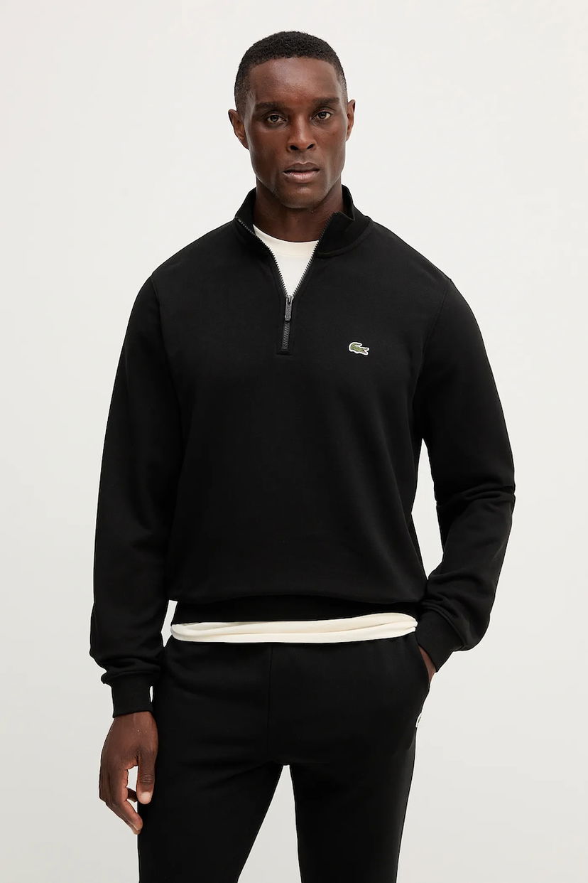Mikina Lacoste Lacoste Men's Quarter-Zip Sweatshirt Čierna | SH9774
