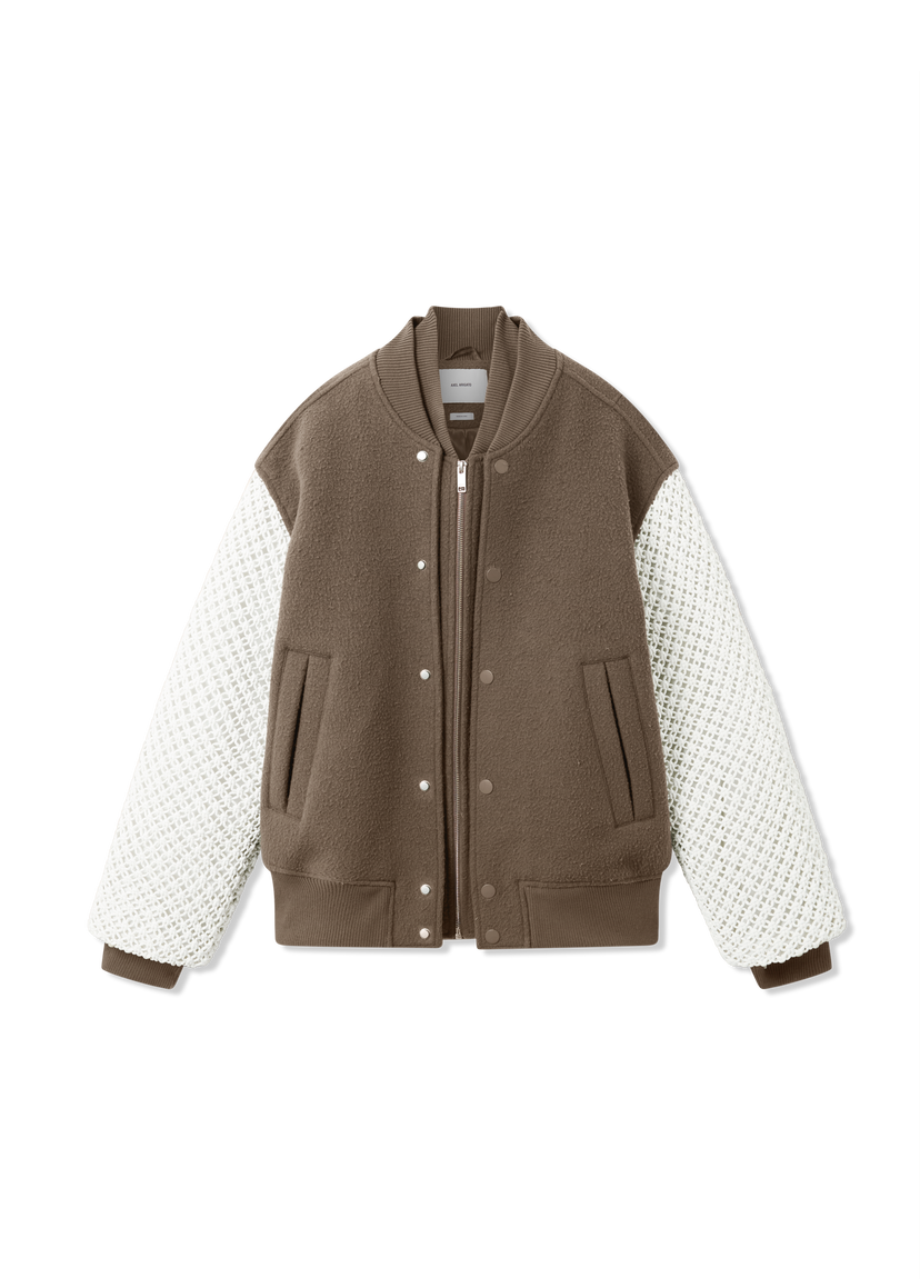 Bunda AXEL ARIGATO Varsity Jacket with Knit Sleeves Hnedá | A3148002