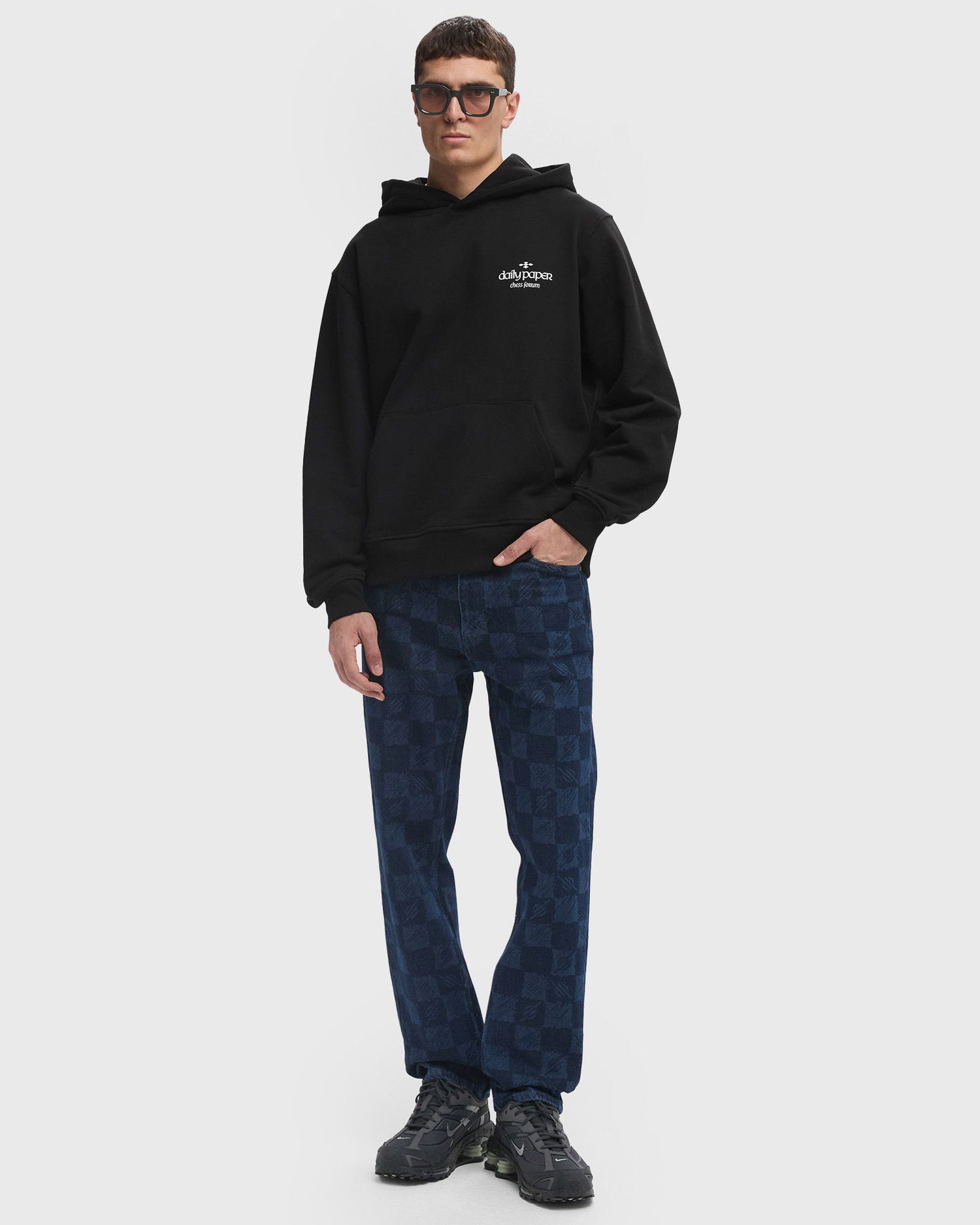 Džínsy DAILY PAPER Kibo Check Jacquard Jeans Modrá | 2423056, 1