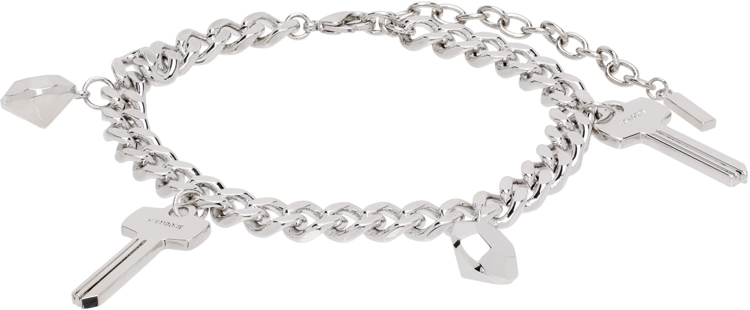 Náramok We11done Charm Chain Bracelet With Keys Metalická | WD-AJ3-24-530-U-SV, 0