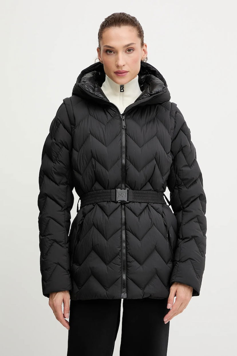 Prešívaná bunda Helly Hansen Hooded Belted Chevron Puffer Jacket WINTER BLISS Čierna | 54457