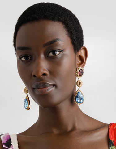 Náušnice Dolce & Gabbana Dolce & Gabbana Raffia and Crystal Drop Earrings Vínová | WER6R5W111187579, 1