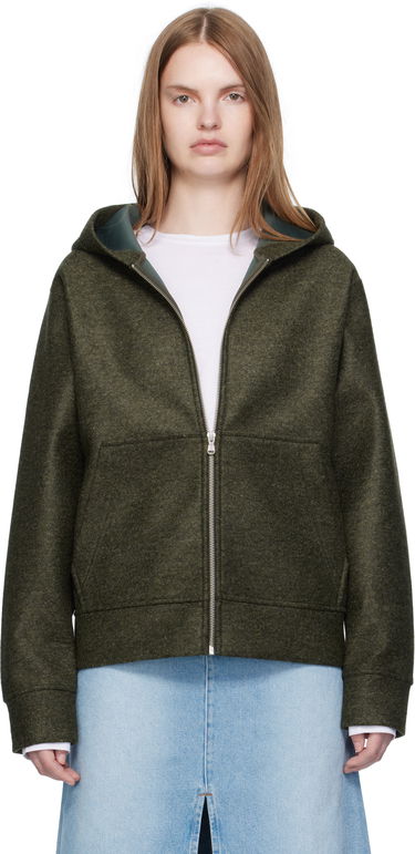 Mikina A.P.C. A.P.C. Alvin Wool Zip-Up Hoodie Zelené | PSAFU-M27993, 0