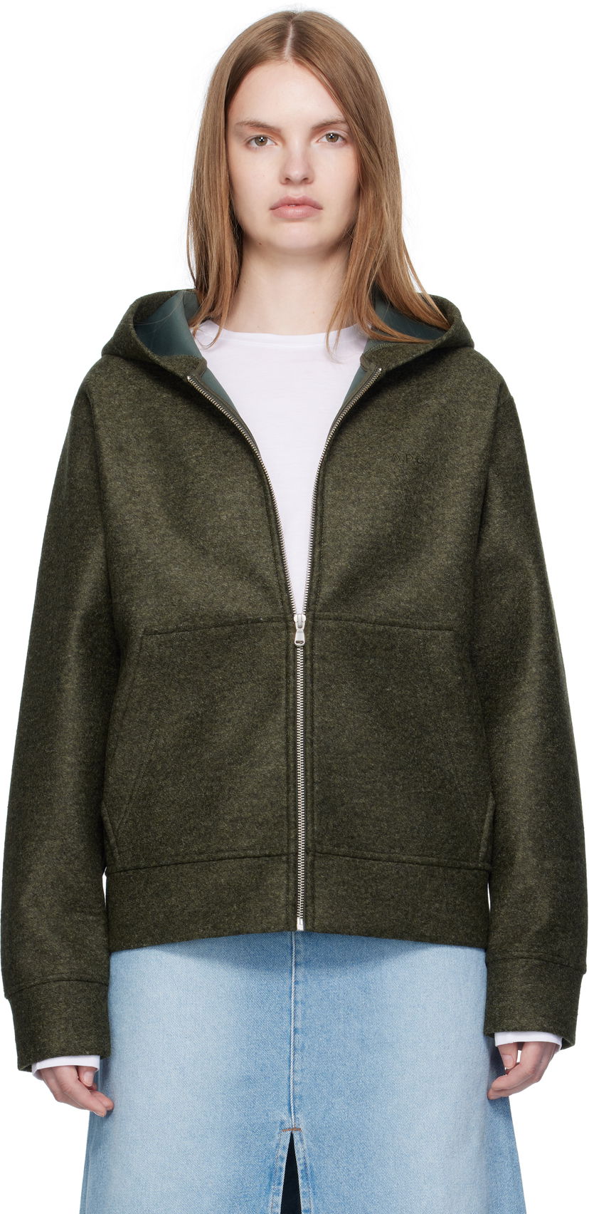 Mikina A.P.C. A.P.C. Alvin Wool Zip-Up Hoodie Zelené | PSAFU-M27993