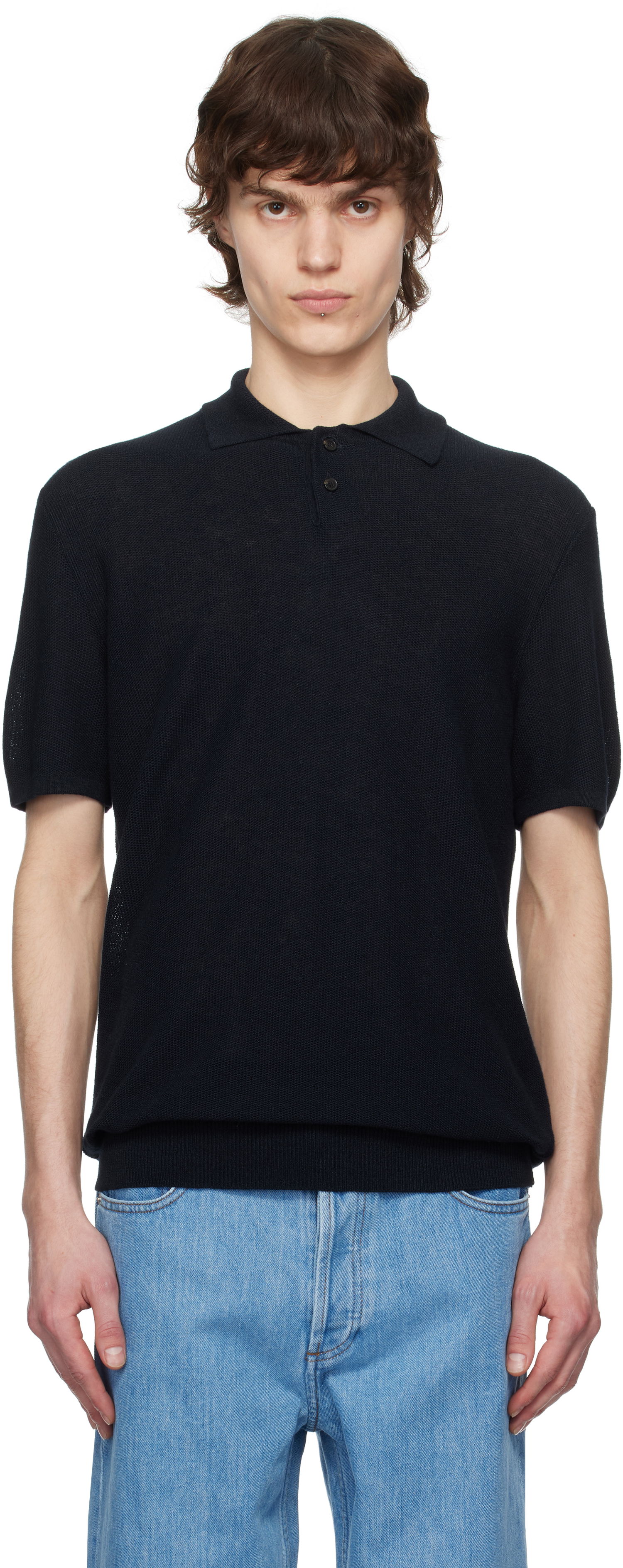 Polo tričko A.P.C. A.P.C. Jay Knit Polo Shirt Navy | VIAJC-H23315, 0