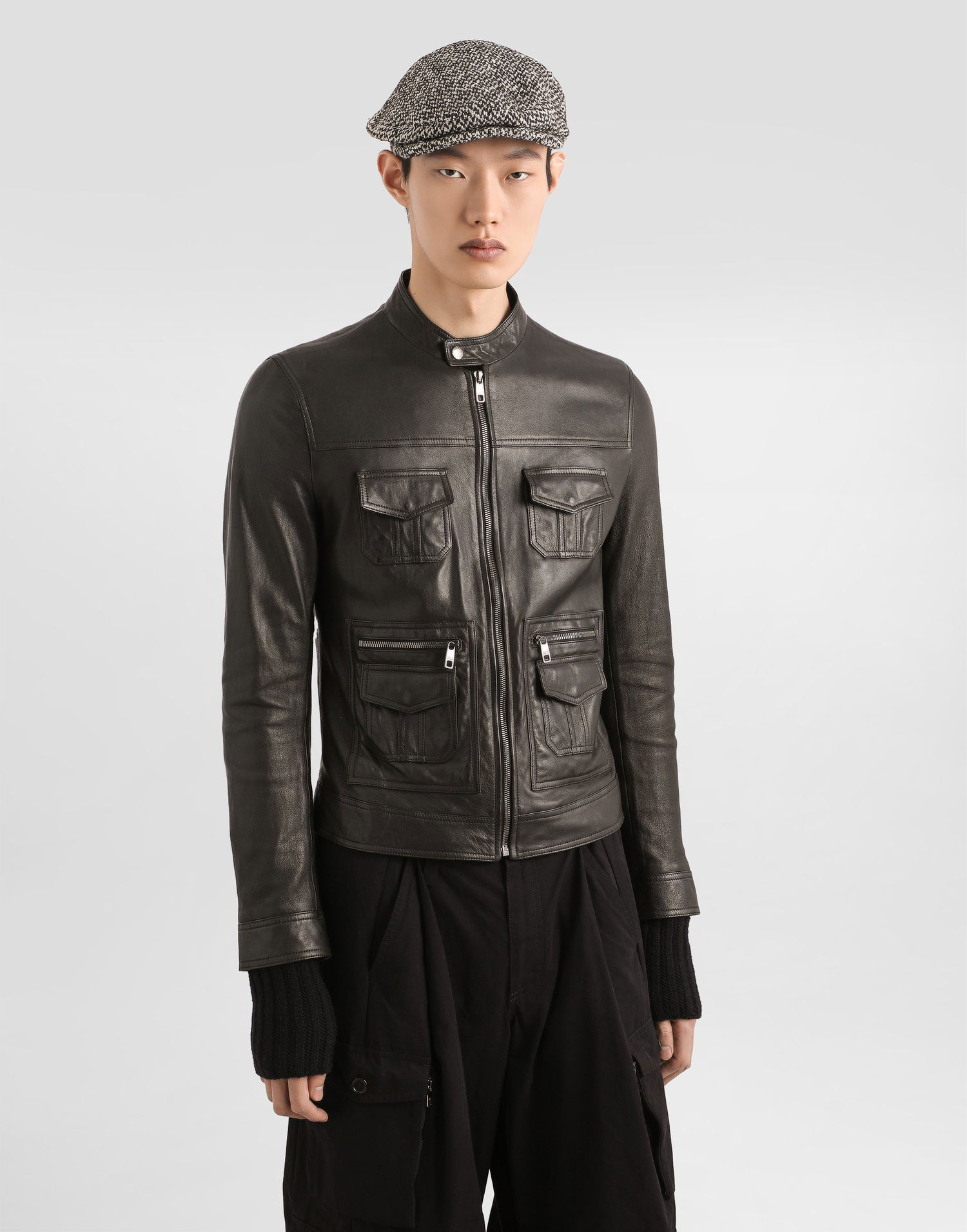 Bunda Dolce & Gabbana Dolce & Gabbana Leather Moto Jacket With Pockets Čierna | G9BGGLHULVSN0000, 1