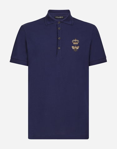 Polo tričko Dolce & Gabbana Cotton Piqué Polo-shirt With Embroidery Navy | G8LZ1ZG7WURB0065, 0
