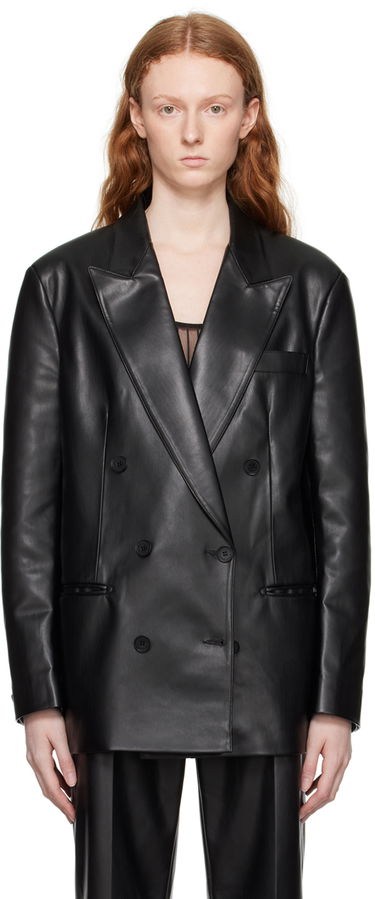 Bunda Stella McCartney Stella McCartney Oversized Faux-Leather Blazer Čierna | 6500653BU393, 0