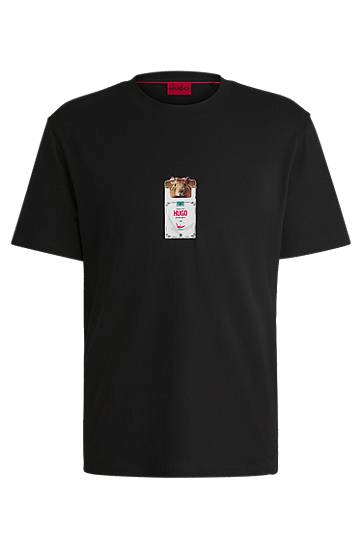 Tričko BOSS HUGO Cigarette-Packet Print T-Shirt Čierna | 50530683