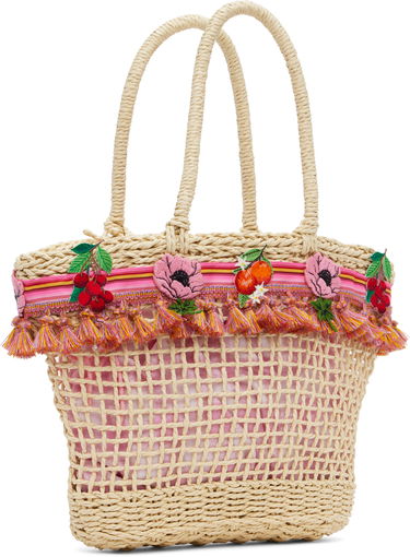 Tote bag Anna Sui Anna Sui Raffia Tassel Tote Bag with Fruit Embroidery Béžová | 225A92, 1