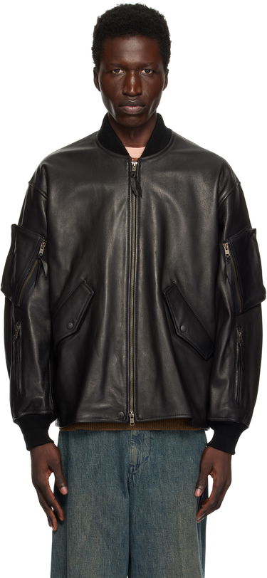 Bomber bunda BEAMS BEAMS PLUS MIL Flight Leather Jacket Čierna | 38180593202, 0
