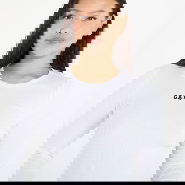 Tričko GAP Long Sleeve Ribbed Logo Top Biela | 805668-00, 1