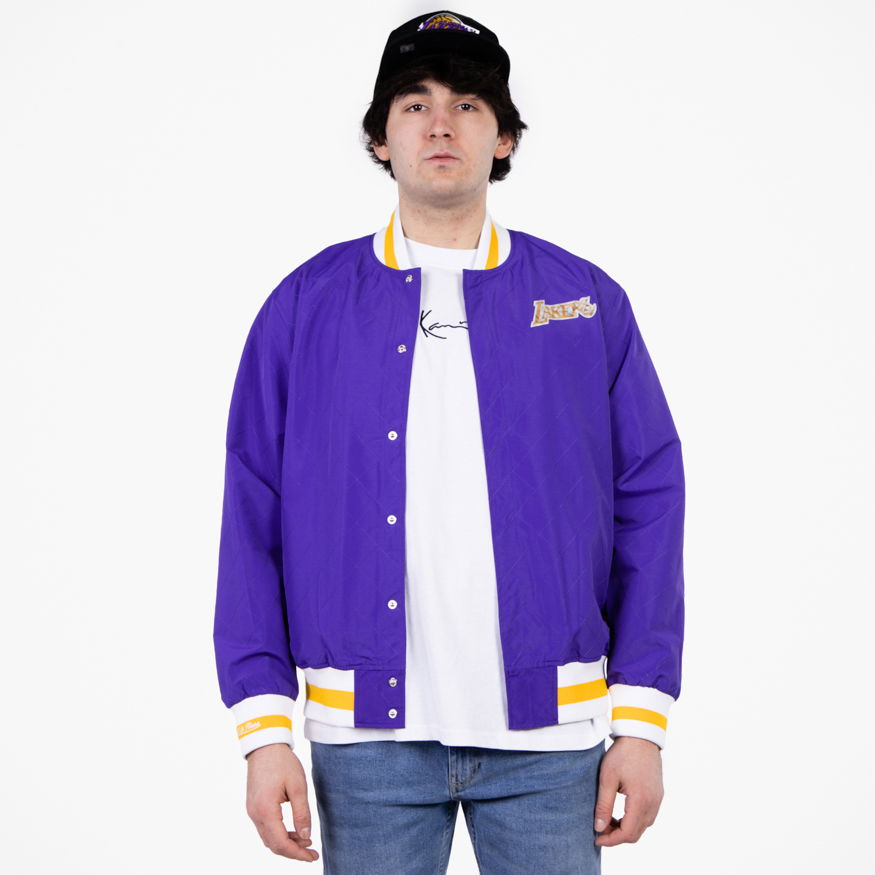 Bunda Mitchell & Ness 75th Anniversary Warm Up Jacket Los Angeles Lakers Fialová | OJBF1201-LALYYPPPDKPR, 0