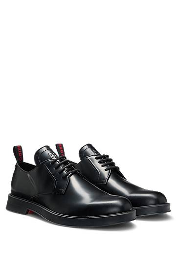 Starostlivosť o obuv BOSS Leather Derby Shoes with Stacked-Logo Tongue Čierna | 50548550