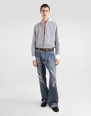 Košeľa Dolce & Gabbana Dolce & Gabbana Striped Cotton Shirt Šedá | G5MZ1ZFR5YGS8051, 1