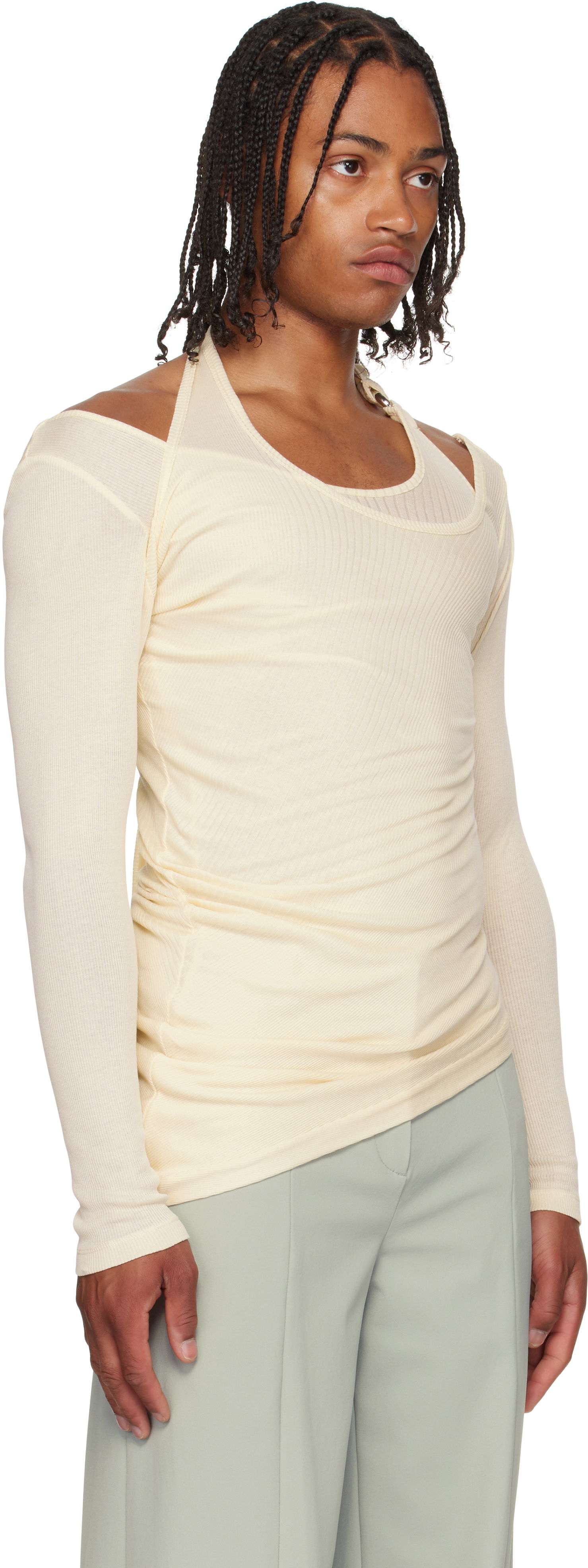 Tričko Jean Paul Gaultier Jean Paul Gaultier 'Gaultier' Piercing Detail Long Sleeve Top Béžová | 25/03-W-TO287-J000-03, 1