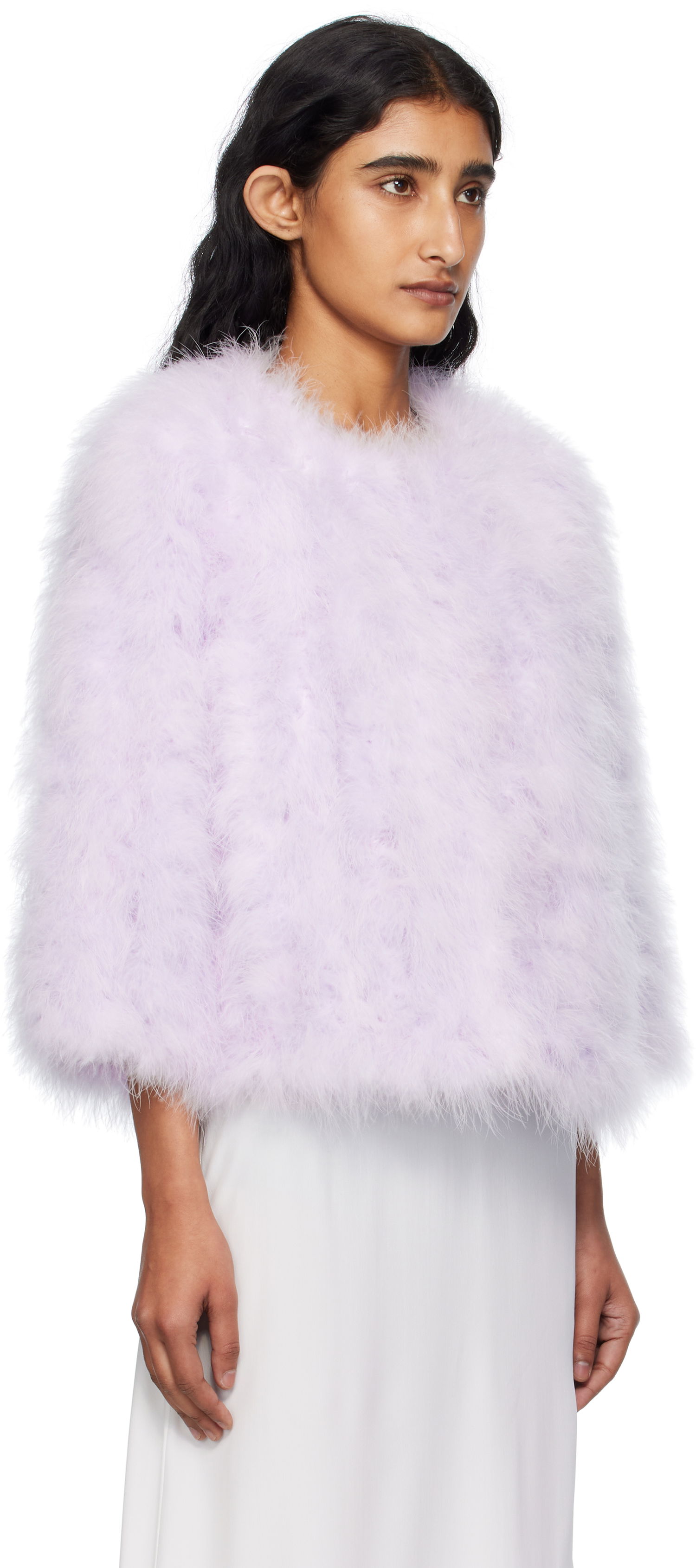 Bunda Yves Salomon Yves Salomon Short Feather Jacket Fialová | 26W23WAV15454PLUX, 1