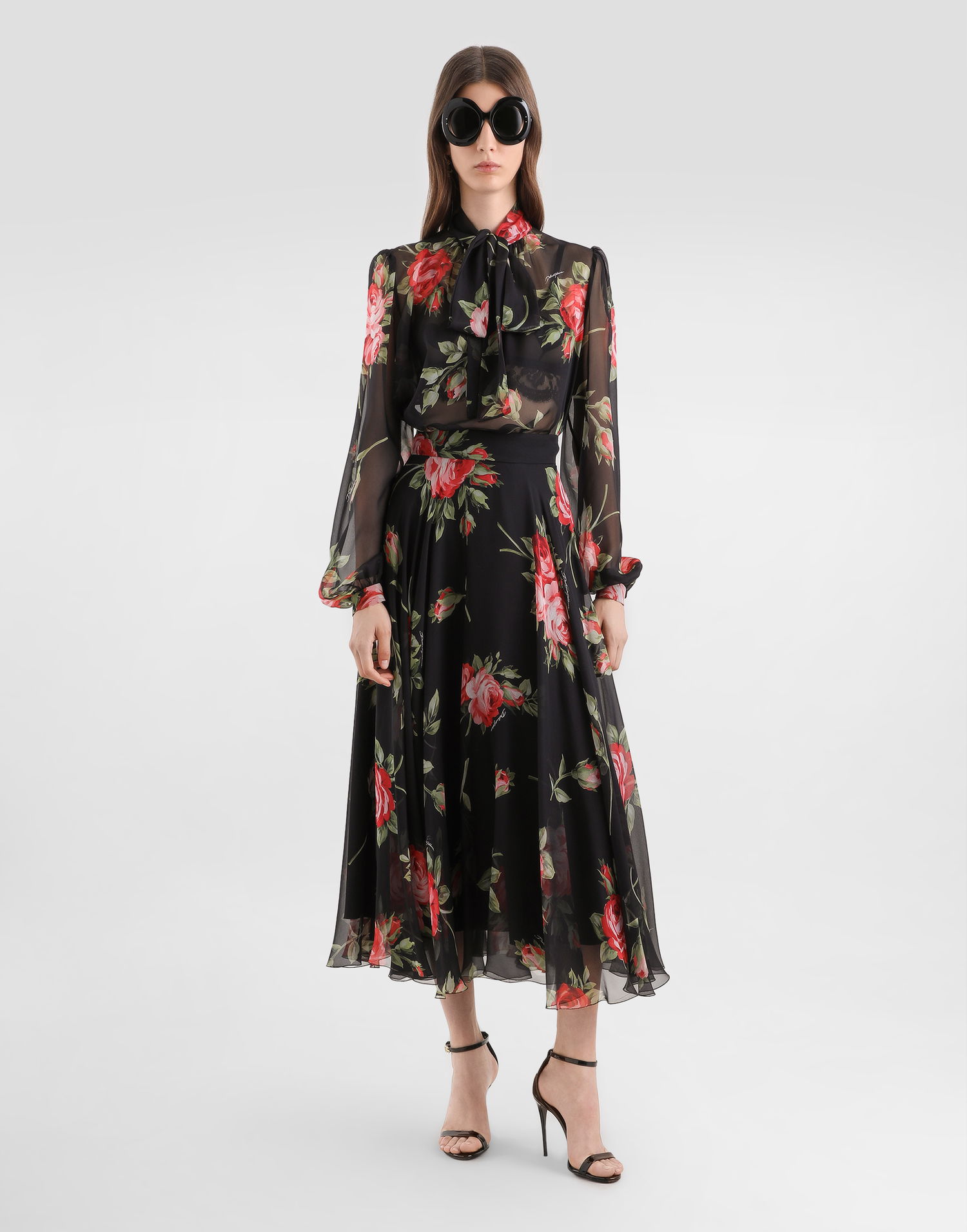 Sukňa Dolce & Gabbana Rose Bouquet-print Chiffon Circle Skirt Rôznofarebný | F4CSOTIS11FHN5ZN, 1