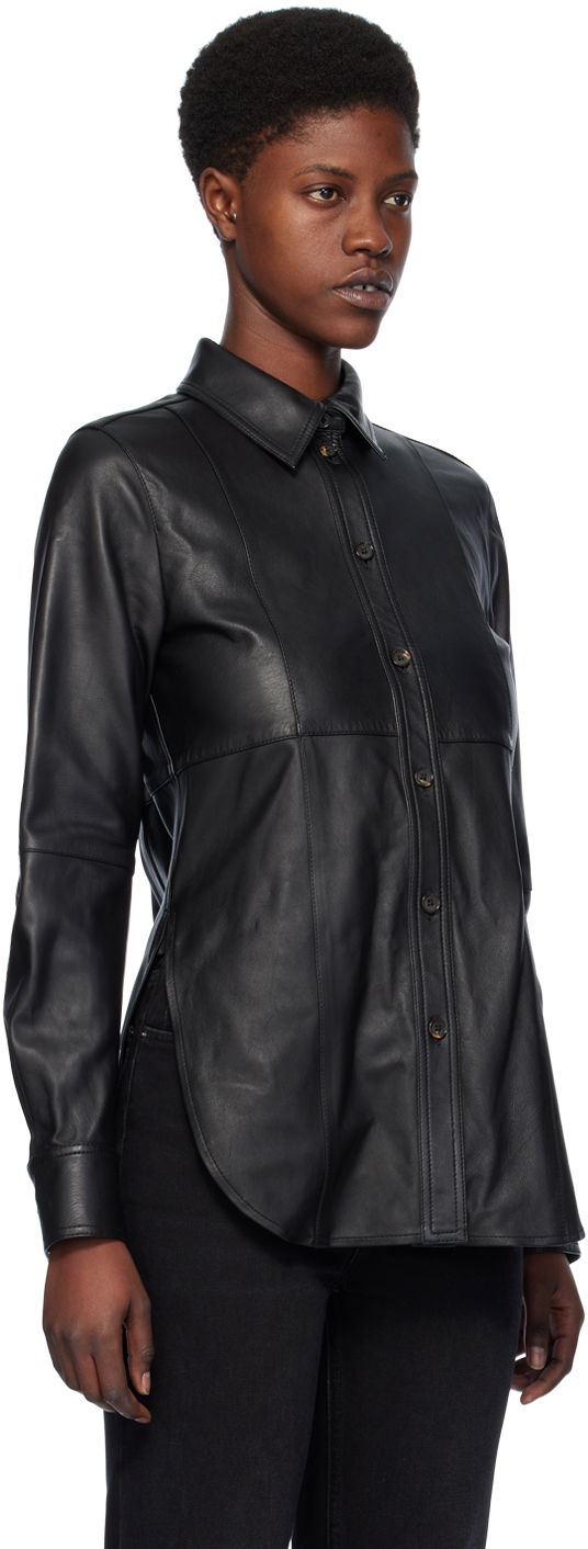 Košeľa TOTEME TOTEME Slim Leather Shirt Čierna | 241-WRT1091-LE0021, 1