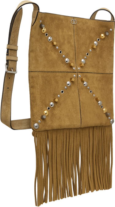 Taška cez rameno Valentino Valentino Garavani Nellcote Suede Fringe Shoulder Bag Hnedá | 6Y2B0D27CMC, 1