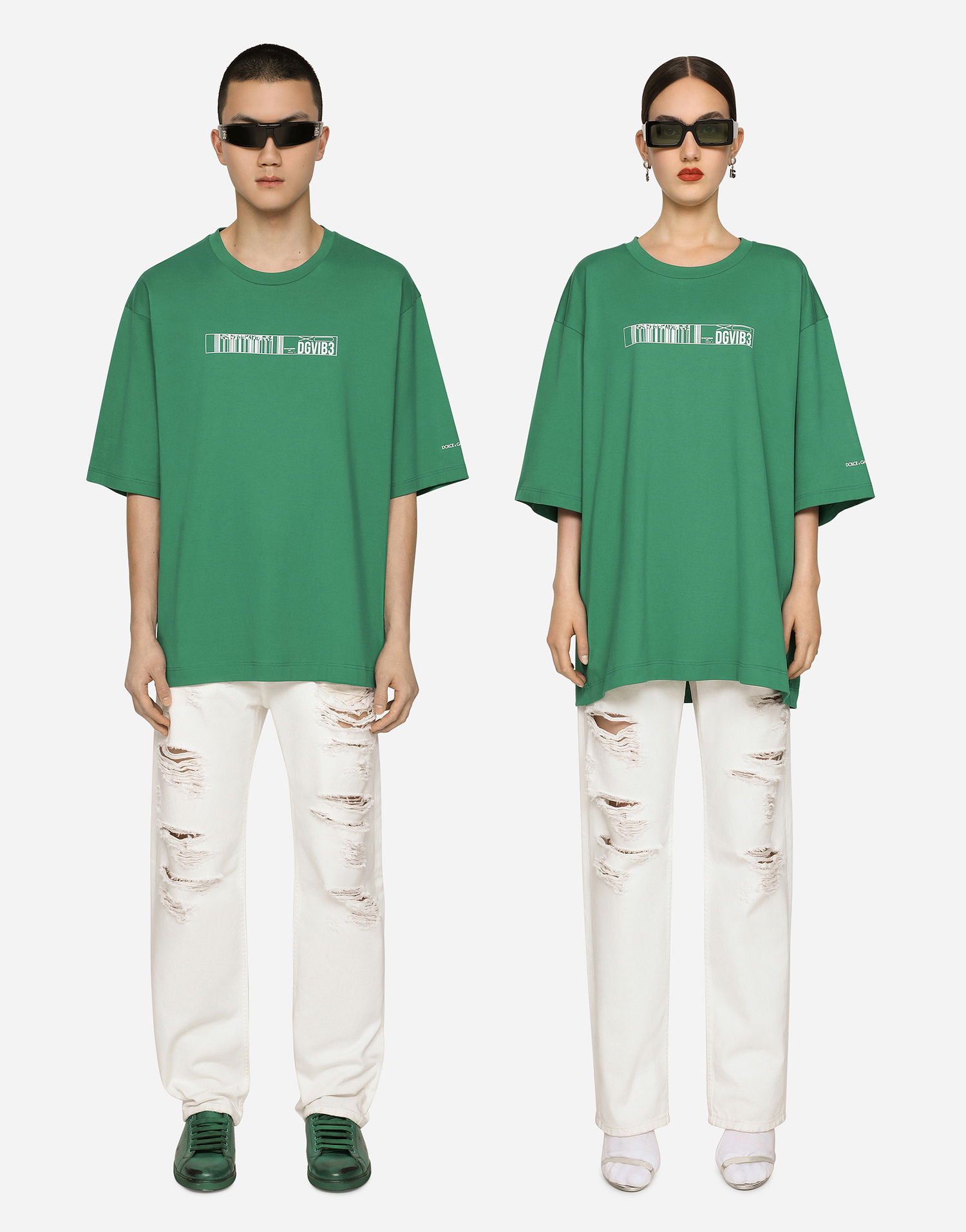 Tričko Dolce & Gabbana Cotton Jersey T-shirt With Dgvib3 Print Zelené | F8U94TG7K3DV0403, 1