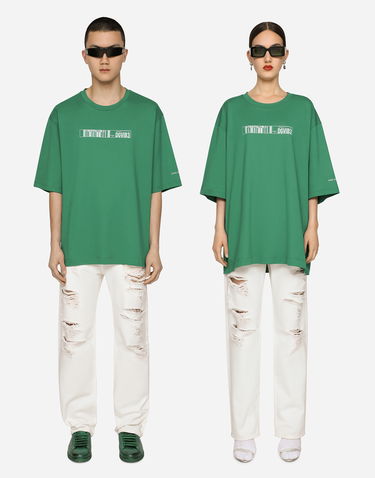 Tričko Dolce & Gabbana Cotton Jersey T-shirt With Dgvib3 Print Zelené | F8U94TG7K3DV0403, 1