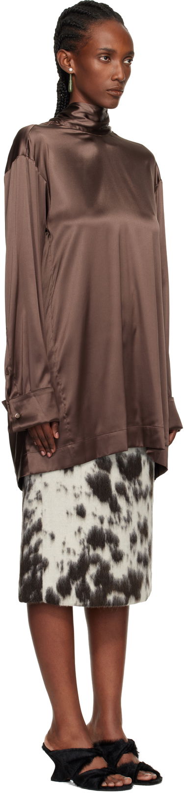 Košeľa Dries Van Noten Dries Van Noten Satin Turtleneck Blouse Hnedá | 252-010779-2032, 1