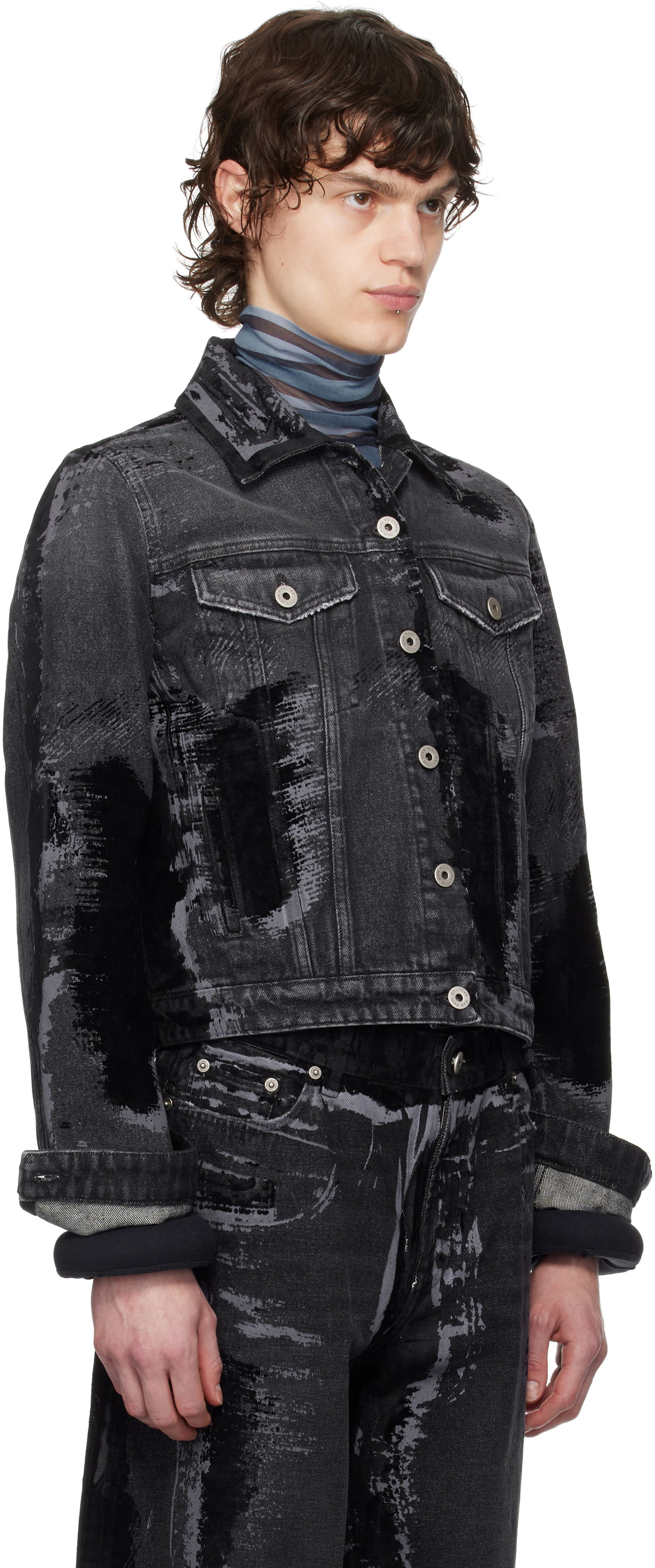 Bomber bunda Jean Paul Gaultier Jean Paul Gaultier 'The Flocked' Denim Jacket Čierna | 25/33-F-VE094-D016-06, 1