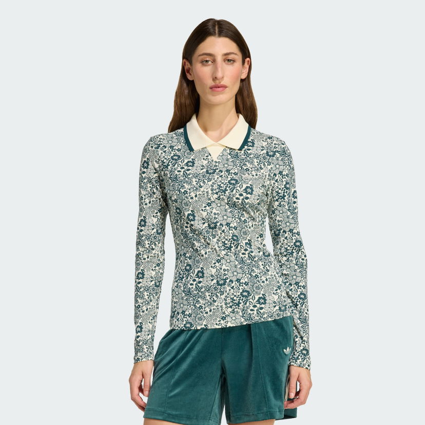 Polo tričko adidas Originals adidas Originals X Liberty London AOP Long Sleeve Polo Biela | JW5273