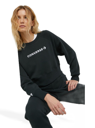 Mikina Converse Wordmark Fleece Crew Neck Sweatshirt Čierna | 10023716.A01