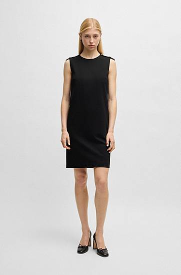 Šaty BOSS BOSS Stretch Shift Dress with Buttoned Shoulders Čierna | 50537435, 1