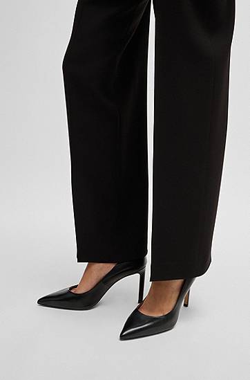 Doplnky BOSS Leather Pointed-Toe Pumps Čierna | 50504280, 1