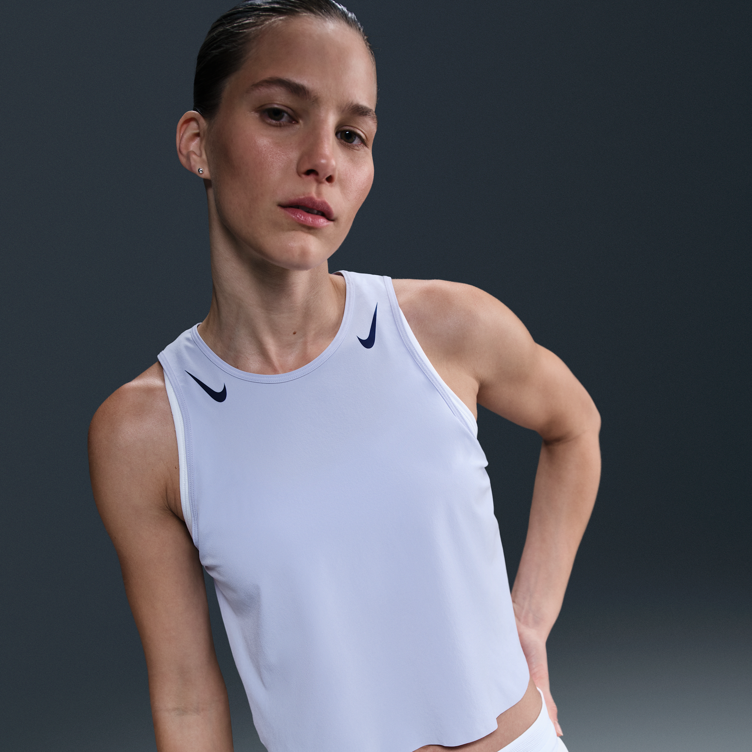Tielko Nike Dri-FIT ADV AeroSwift Cropped Running Tank Fialová | FN2713-057, 0