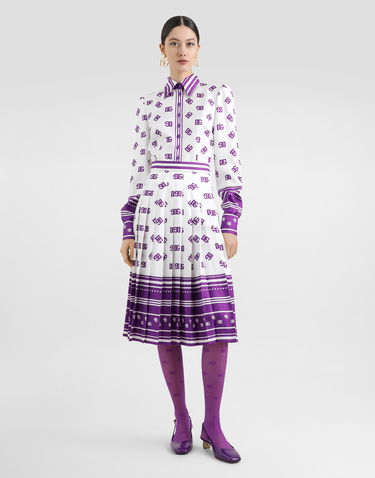 Šaty Dolce & Gabbana Dolce & Gabbana DG Logo All-over Print Twill Shirt Dress Fialová | F6TMNTHI1Z5HA9AP, 1