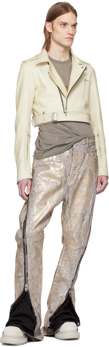 Bunda Rick Owens Rick Owens Hollywood Cropped Stooges Leather Jacket Biela | RR01E5707 LBH, 3