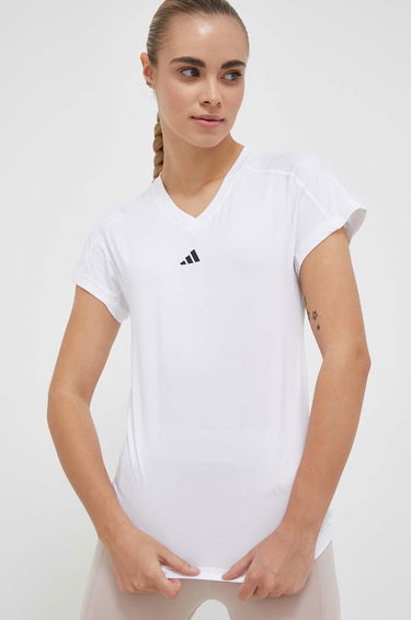 Tričko adidas Performance AEROREADY Train Essentials Minimal Branding V-Neck Tee Biela | HR7878, 0