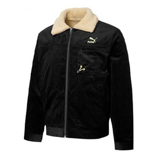 Kabáty Puma Corduroy Embroidered Reversible Plush Jacket Čierna | 534751-01, 0